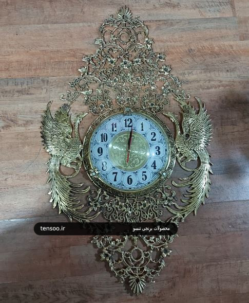 ساعت دیواری برنجی مدل طاووس بزرگ پر کار